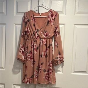 Floral Wrap Dress in Pink and Cream